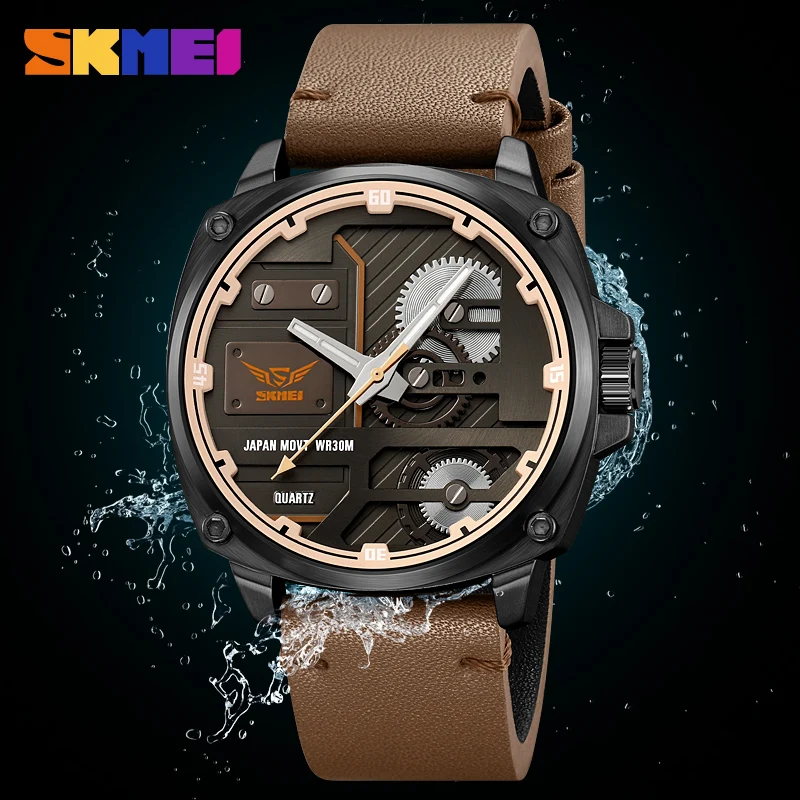 SKMEI Fashion Men\'s Watch Luxury Quartz Wristwatch Leather Strap Original Brand Business Man Clock