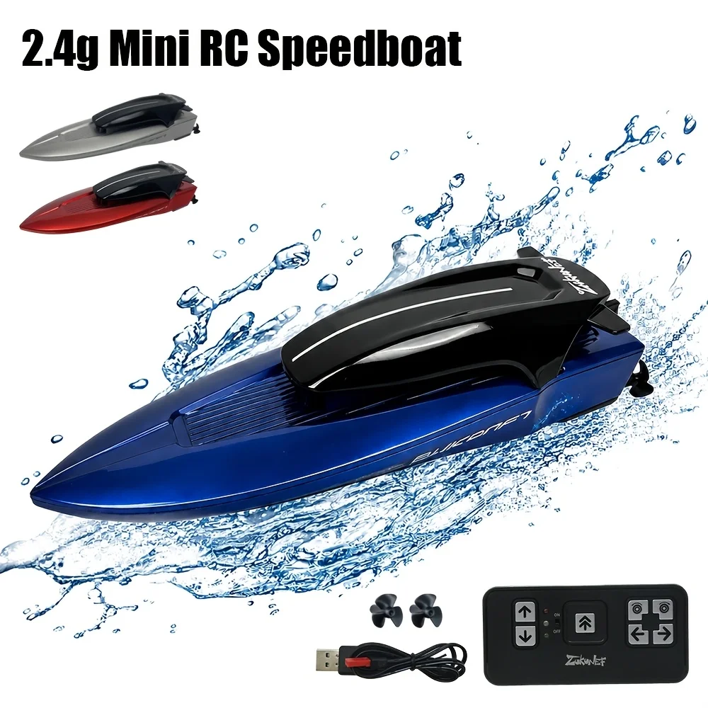 2.4GHz RC Speed Boat Kids Waterproof Remote Control Racing Boat with Dual Motors Water Induction Safety Design USB Rechargeable