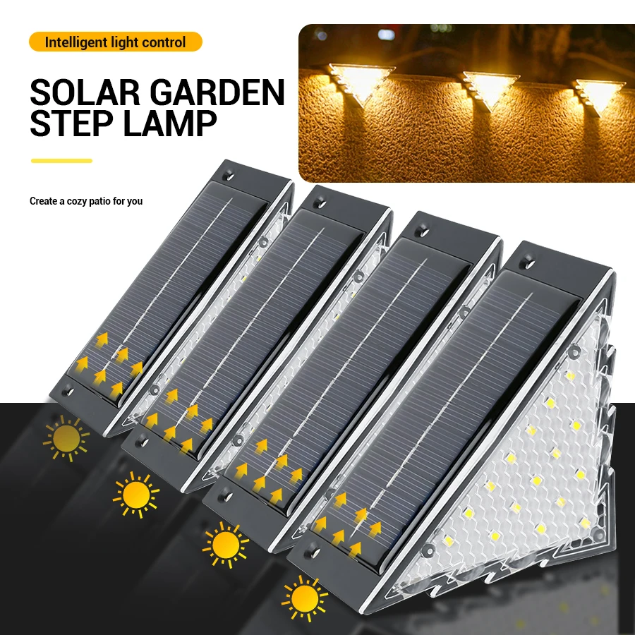 Solar Stair Lights Solar Step Light Outdoor Anti-theft Waterproof IP45 Decor for Garden Stair Deck Front Porch and Patio