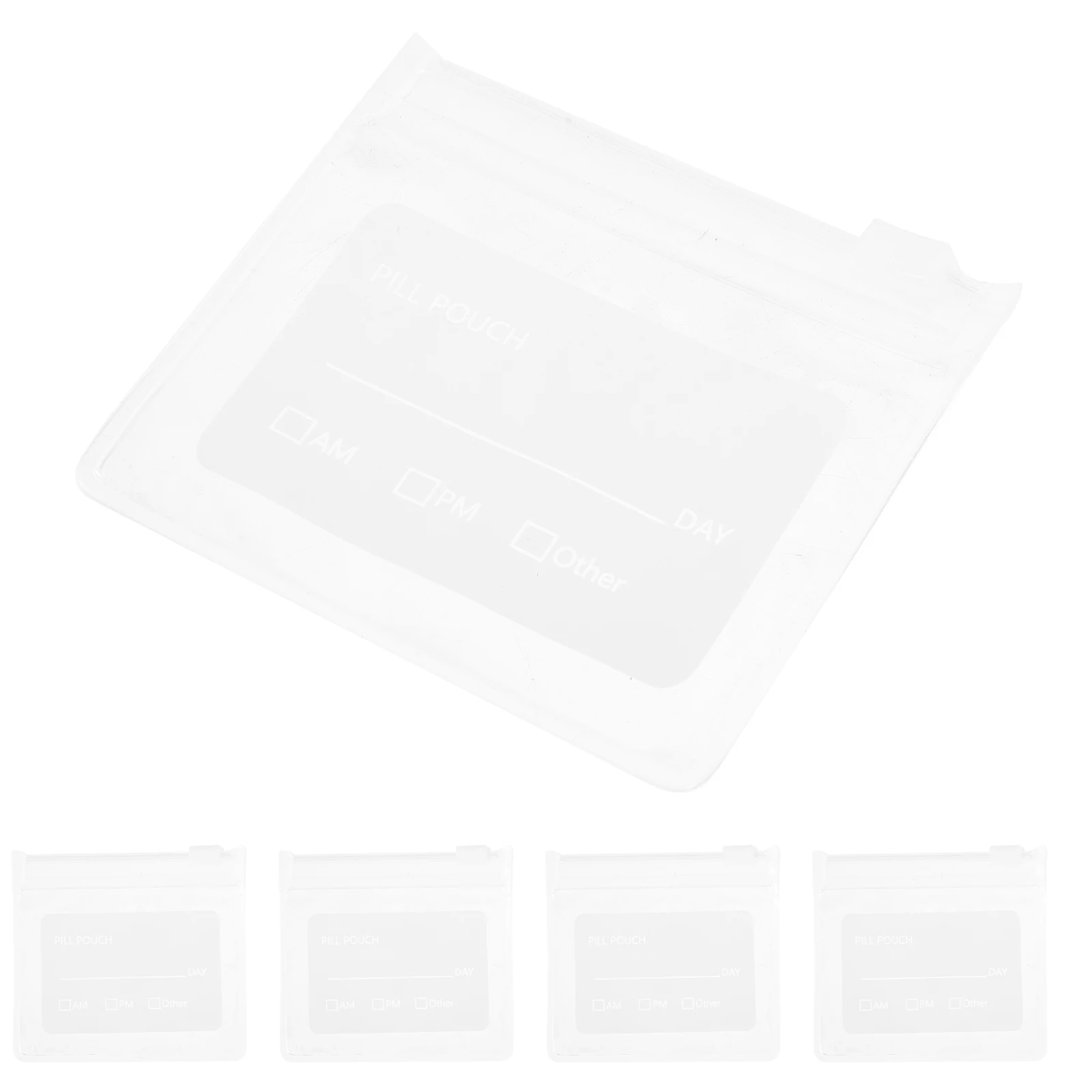 

10pcs Clear Self-sealed Pill Bags 76x70mm White Print Reusable Small Medicine Pouches Travel Storage Containers