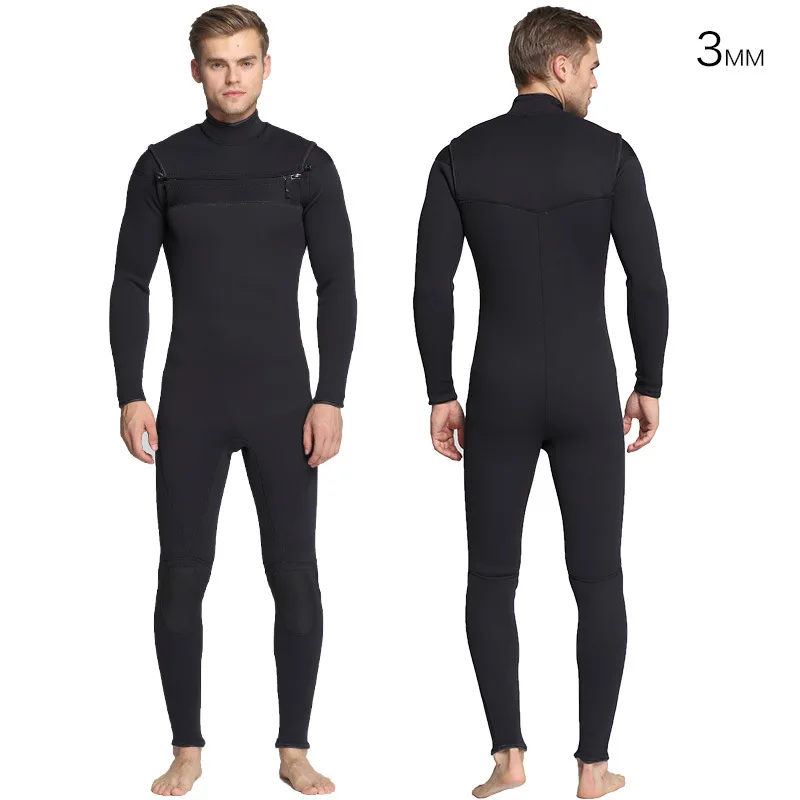 

One-piece Diving Suit for Men 3mm Neoprene Fashion New Wetsuit Horizontal Zipper Long Sleeve Suit Snorkeling Surfing Jumpsuit