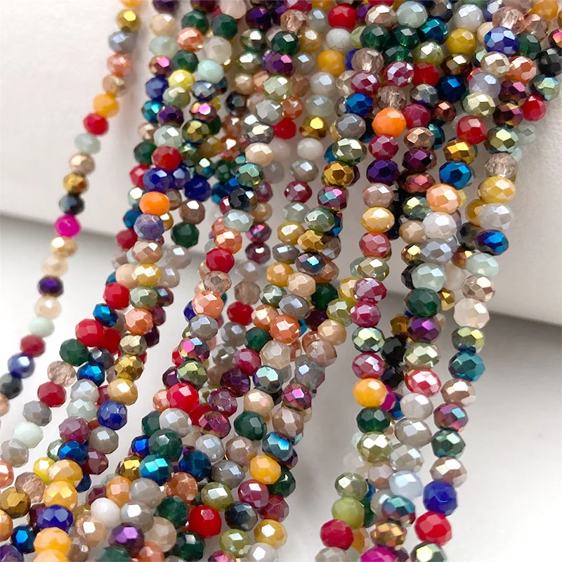 2mm Mixed Color Crystal Beads Rondelle Spacer Faceted Glass Beads for Jewerly Making DIY Needlework Bracelets Necklace