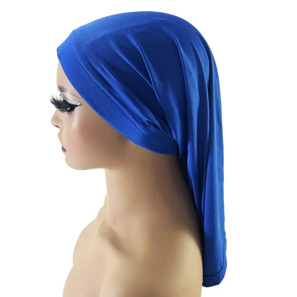 Long Hair Elastic Headband Cap Spandex Wide Satin Head Wrap Dreadlocks Tube Sock Braid Care Long Tail Bonnet Cap Women Men