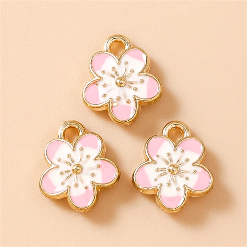 20 Stück 10x12mm Niedliche Bunte Mini-Emaille-Blumen-Anhänger für Schmuckherstellung Ohrringe Halsketten Armbänder DIY Bastelbedarf – Detail 7