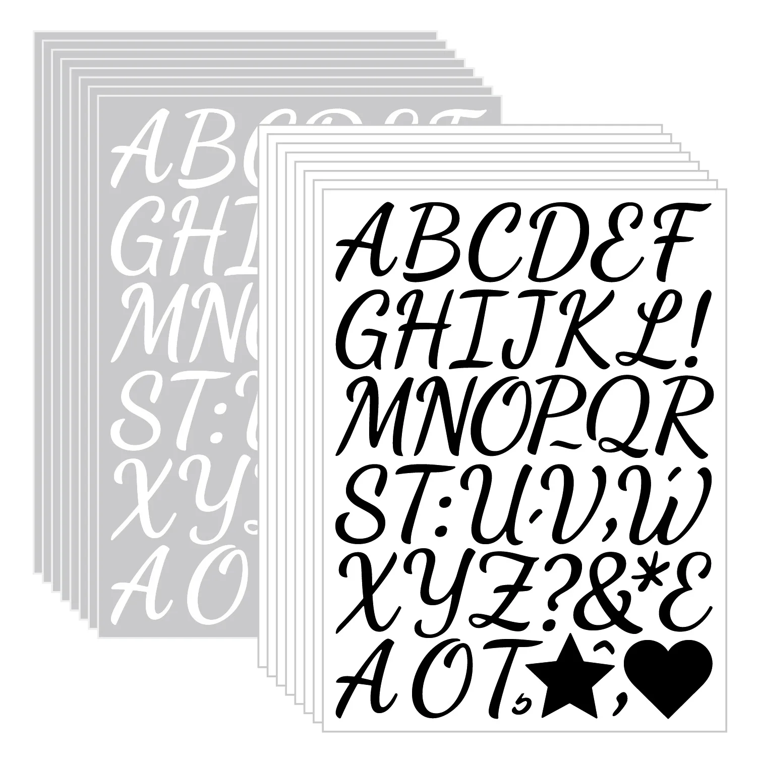 1 Inch Black White Hand Lettering Alphabet Stickers Waterproof Vinyl for DIY Journaling Planner Card Making Supplies