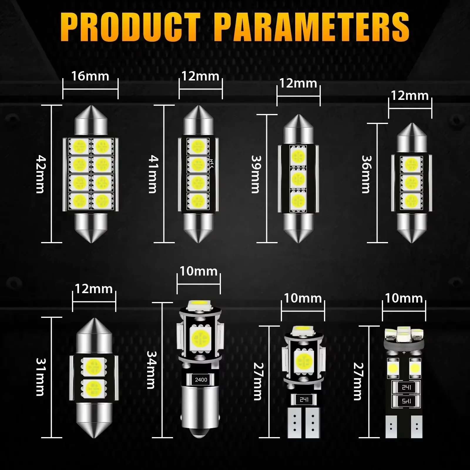 23Pcs LED Car Interior Lights T10 5050 Dome Trunk License Plate Lamps Kit White for Bmw E53 E60 E90 LED Interior Light Bulbs