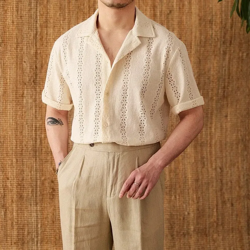 

Man Shirt Plain White Shirts for Men Short Sleeve Designer Aesthetic Tops with Collar Original Elegant Normal Silk Cheap Brand