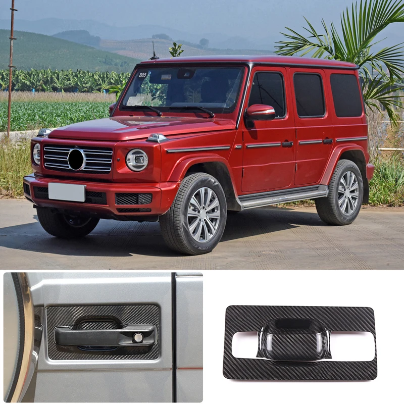 

Tailgate Handle Carbon Fiber Anti-Scratch Protection Decorate Frame Cover Car Exterior Sticker Fit For Benz G-Class G63 2009-18