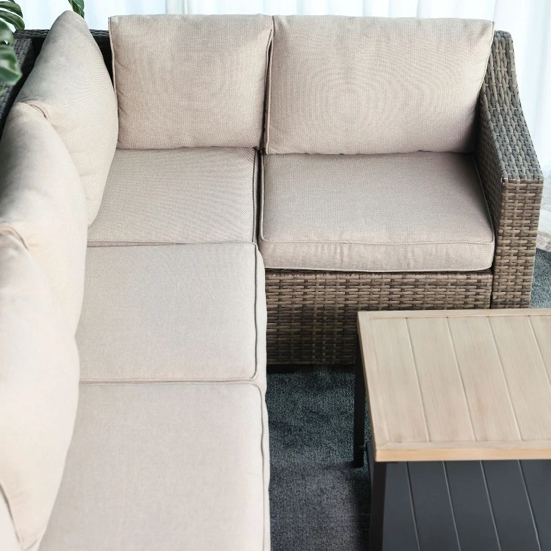 Divano per protezione solare impermeabile per esterni, sedia per tre persone in rattan, cortile nordamericano, giardino, divano combinato, terrazza, villa