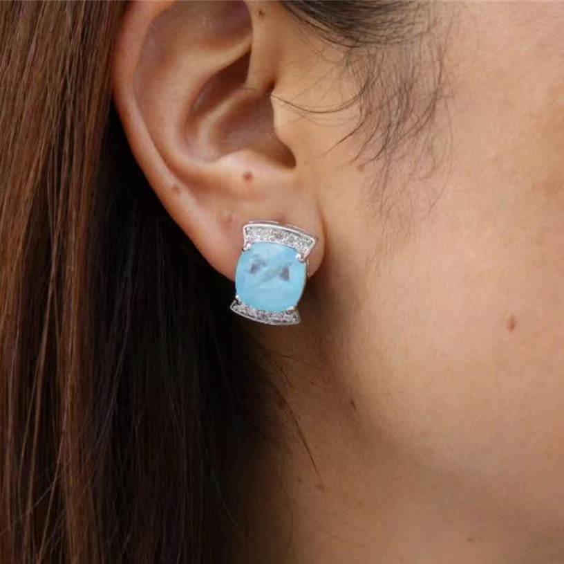 مزاجه خمر مع الأقراط حجر الراين الأزرق قلادة للنساء فتاة هدية حزب المختنق المجوهرات بالجملة #5