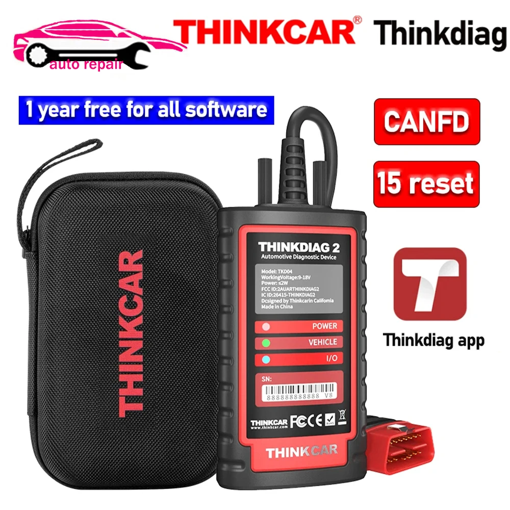 THINKCAR ThinkDiag2 Thinkdiag 2 1 year Software for iOS & Android OBD2 Diagnostic Tool Active Test ECU Coding for DZ