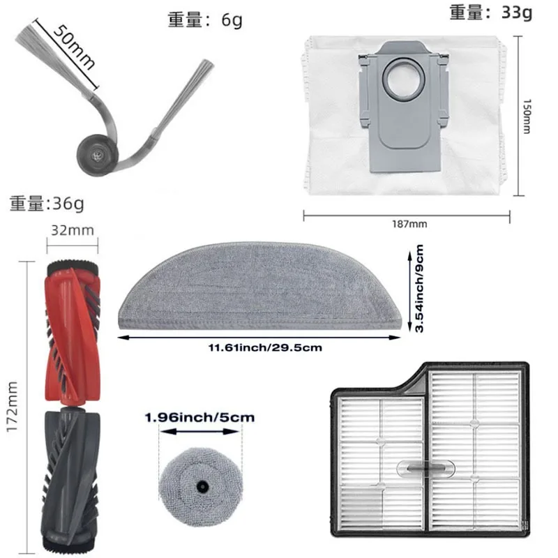 Roborock Saros 10 / Roborock S9 MaxV Ultra Vacuum Parts Main Roller Side Brush HEPA Filter Mop Cloth Dust Bag