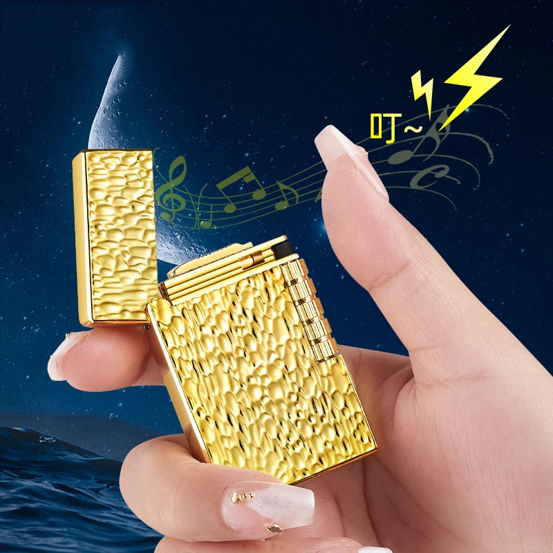 Personalized Meteorite Crater Langsheng Oblique Fire Open Fire Grinding Wheel Lighter Inflatable Pipe Lighter Wholesale