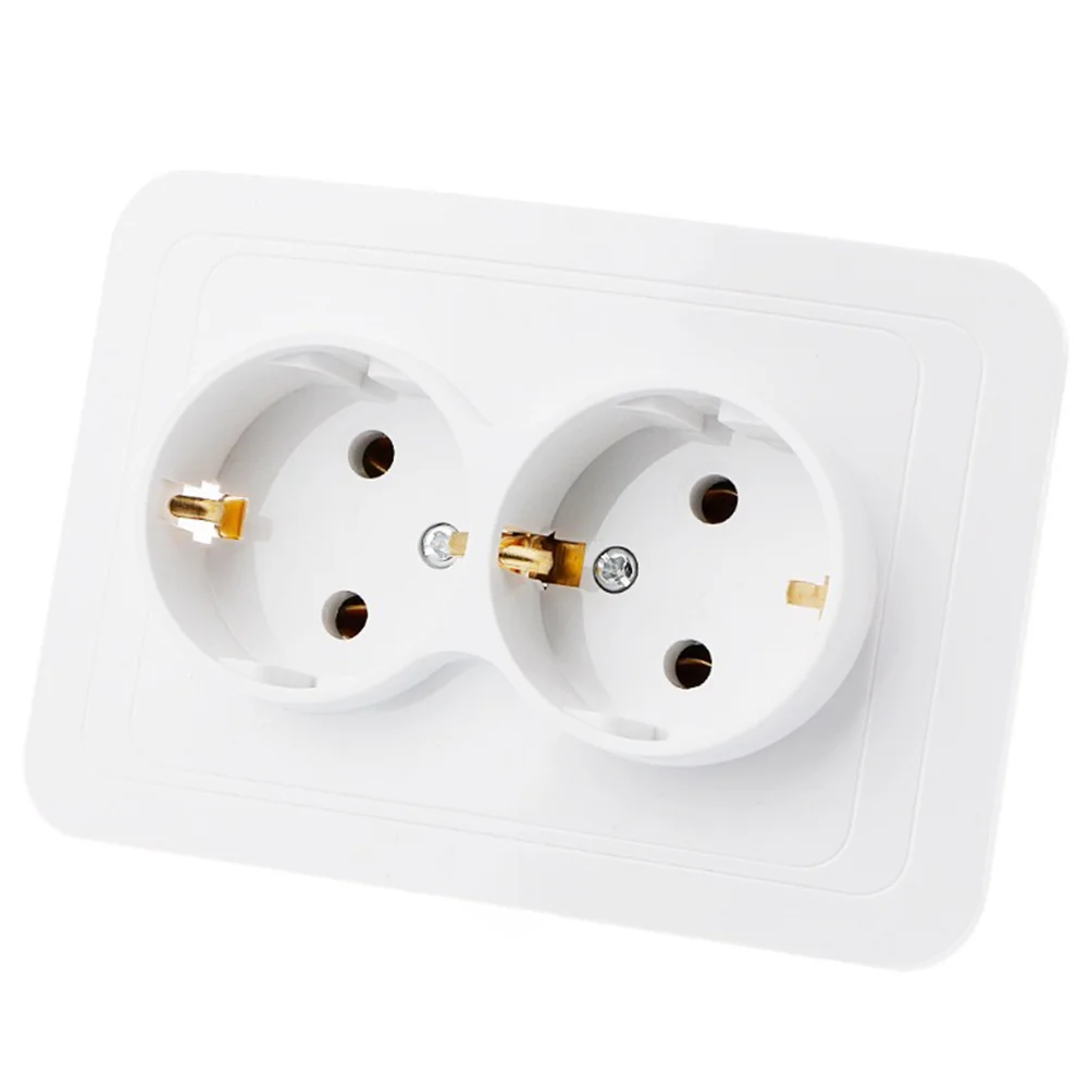 

2 Port 250V 16A European Style Power Socket German Type Electrical Outlet For Home Hotel Wall