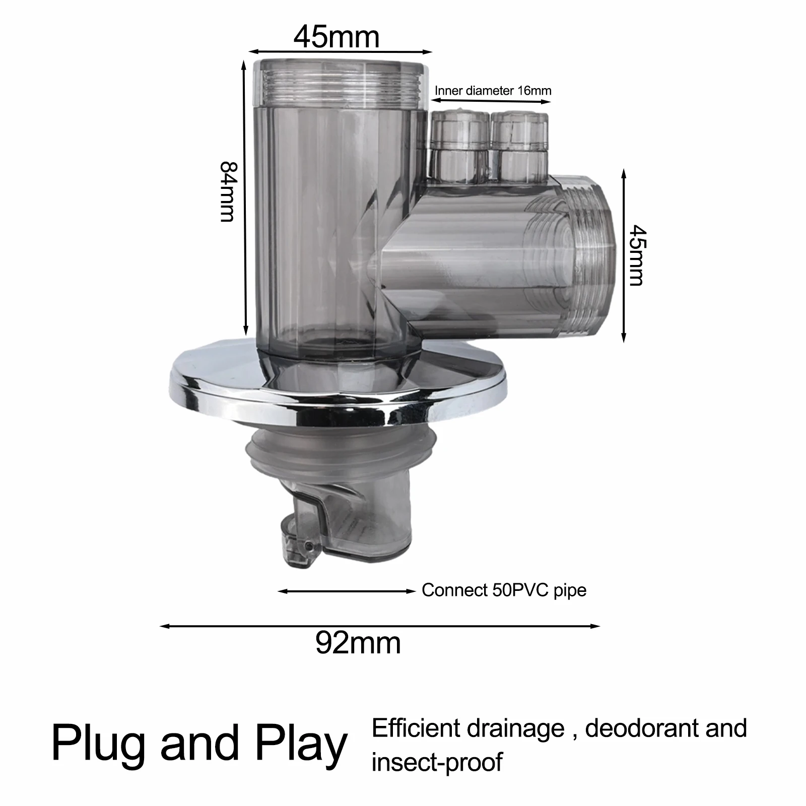50 75mm Diameter Kitchen Drain Connector Installation Kit Effortless Setup Home And Kitchen Use Long-lasting Performance