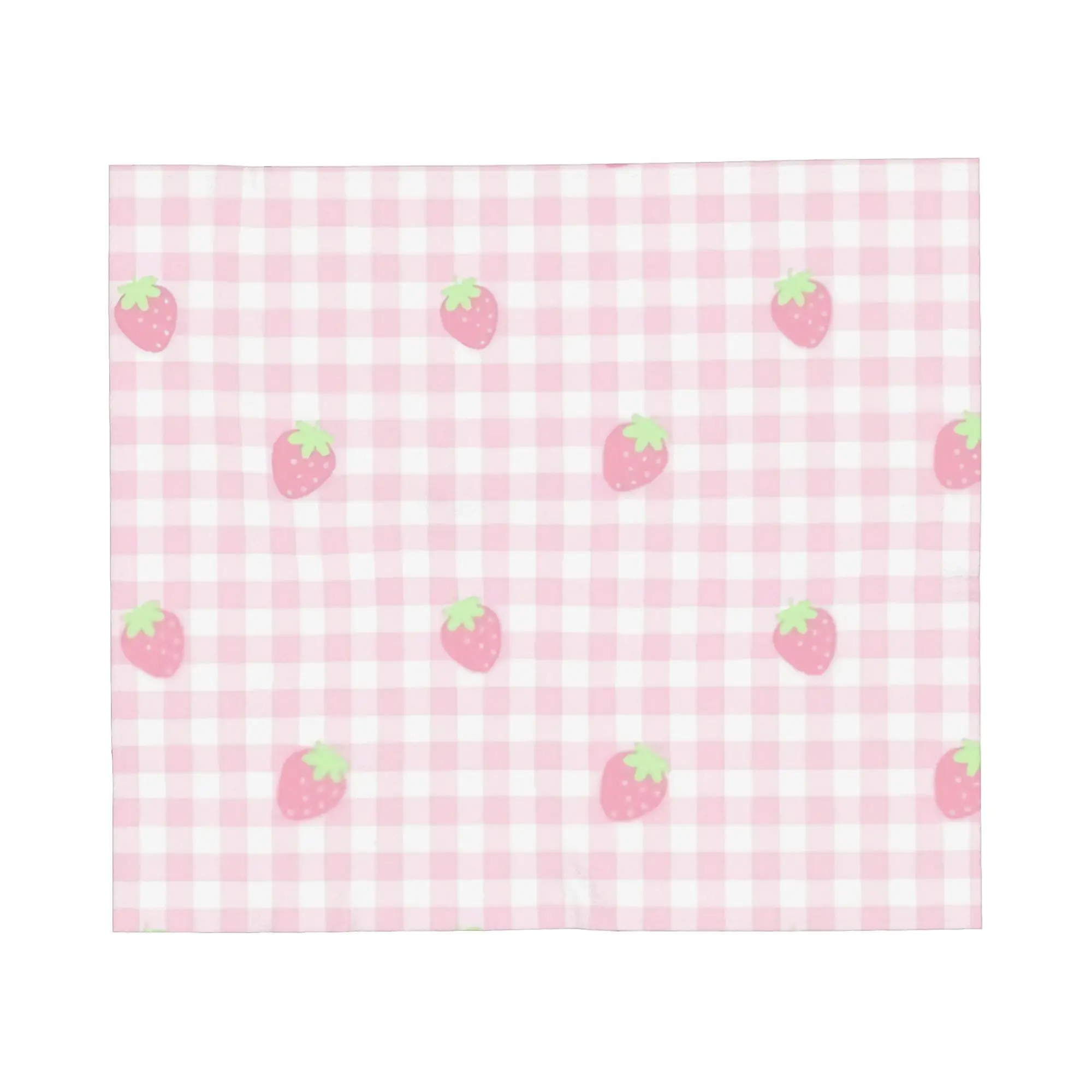 Strawberry Gingham Kawaii Pastel Picnic Knitted Blankets Fleece  Super Soft Throw Blankets for Bedding Couch Bed Rug