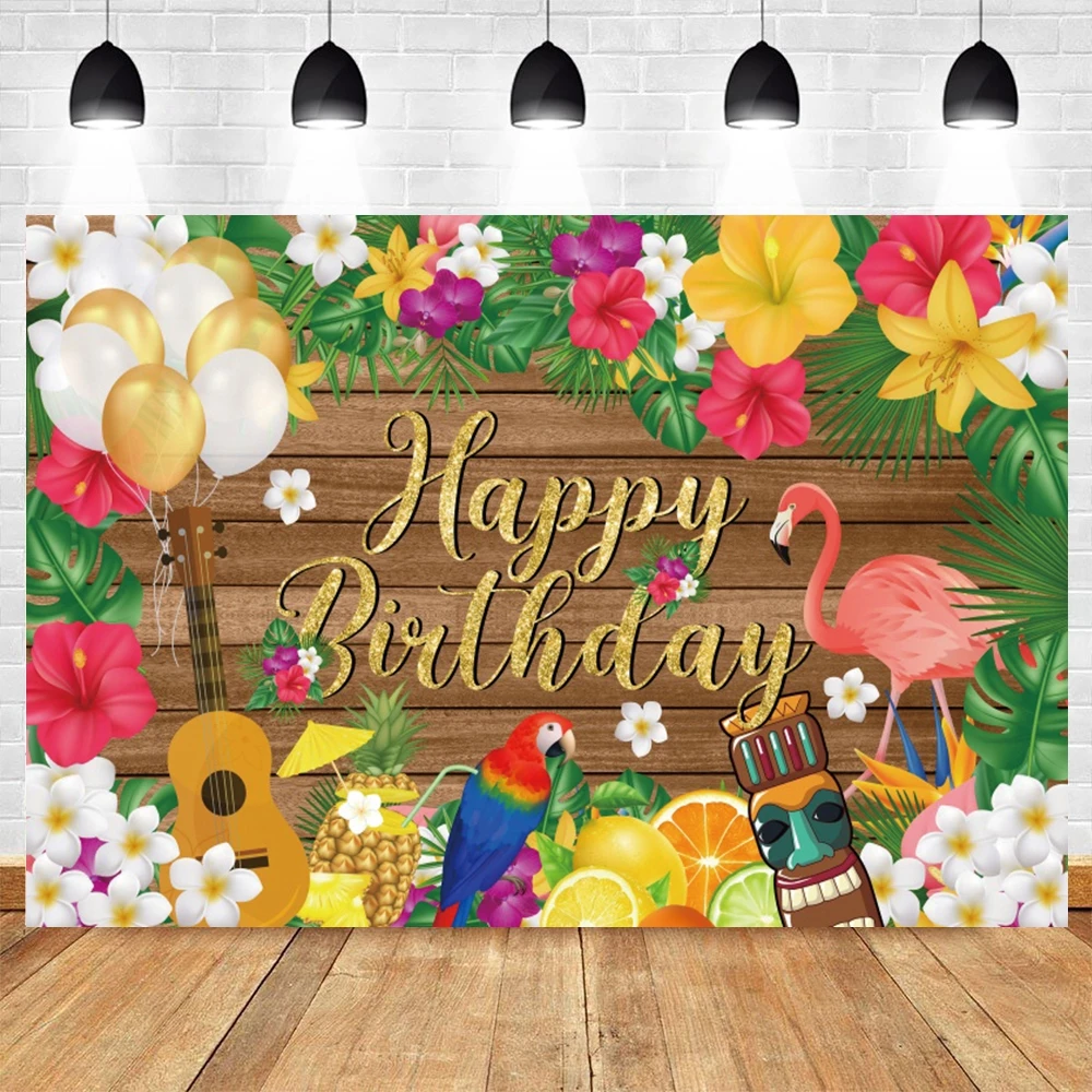 Fondos de fiesta en la piscina de verano para fotografías Hawaii playa palmera Tropical vacaciones en la playa decoración de fondo de fiesta de cumpleaños