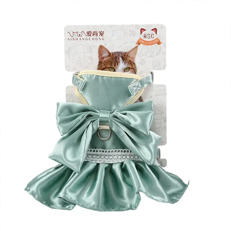 Conjunto de arnés y correa ajustables para mascotas, ropa de lujo con diseño de lazos grandes para gatos y perros pequeños, Yorkie Poodle
