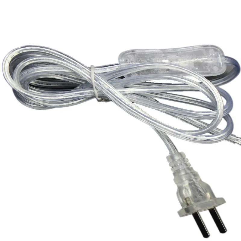 1.8 meters transparent belt 304 wire switch  plug wire AC lamp power cord plug desk lamp wire 2 cores