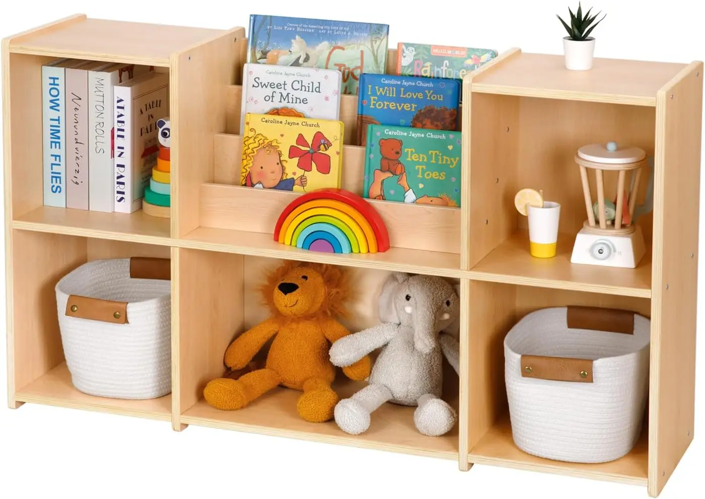 

Tier Horizontal Bookshelf Toy Storage Organizer Compartment Storage Cabinet Book Rack Kids Classroom Playroom Daycare