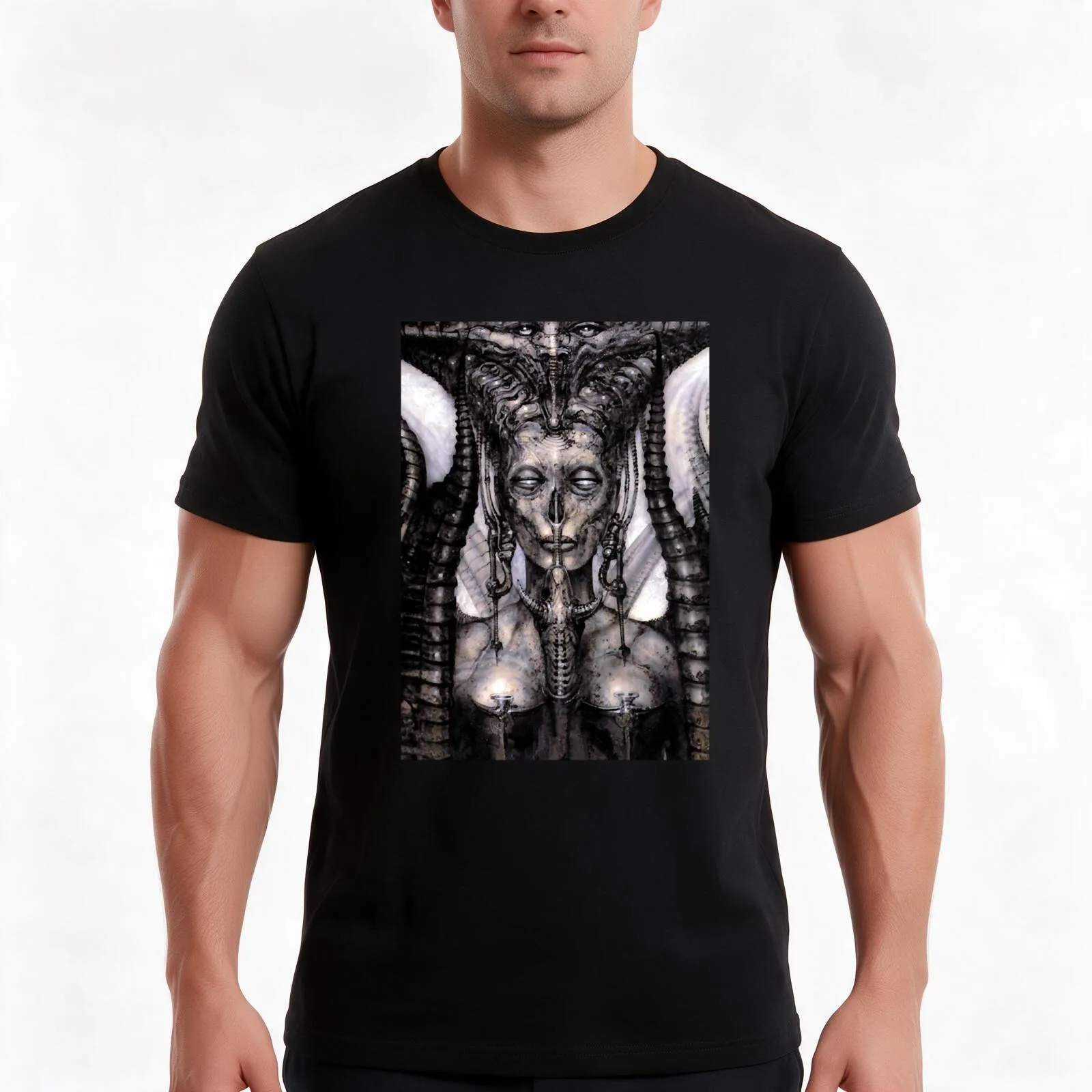 HR Giger Lilith Steampunk T-Shirt, Summer Casual Cotton Tee, Oversized Streetwear Tops, Vintage Graphic Print, Unisex Men Women