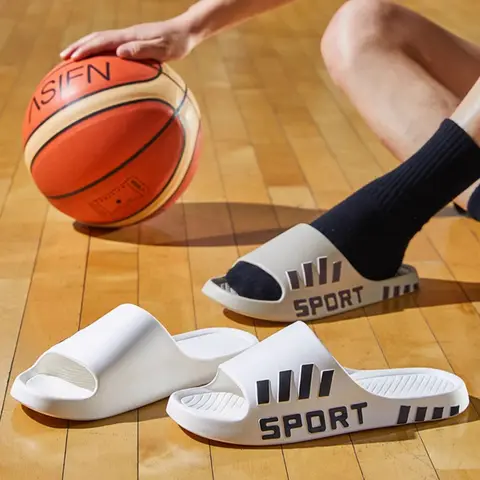 Sommarmodetofflor för män inomhus utomhussandaler strandflip-flops tjocka sular för män somrar halkfria duschtofflor 8 best sales glada floppar - №4