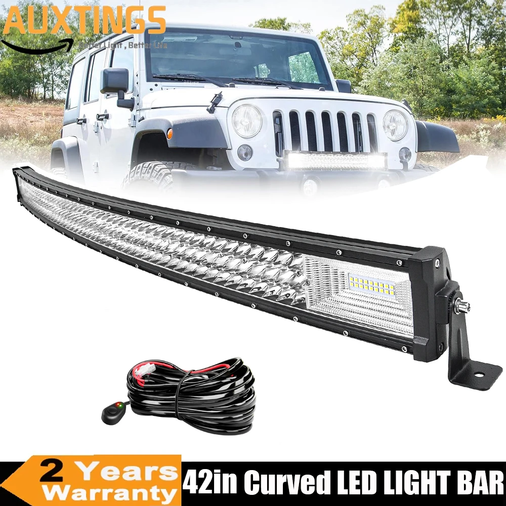 

42'' Inch 90W Curved Off Road LED Light Bar Car Driving Lights with Wire Kit 4x4 Offroad Truck SUV ATV Tractor Boat 12V 24V