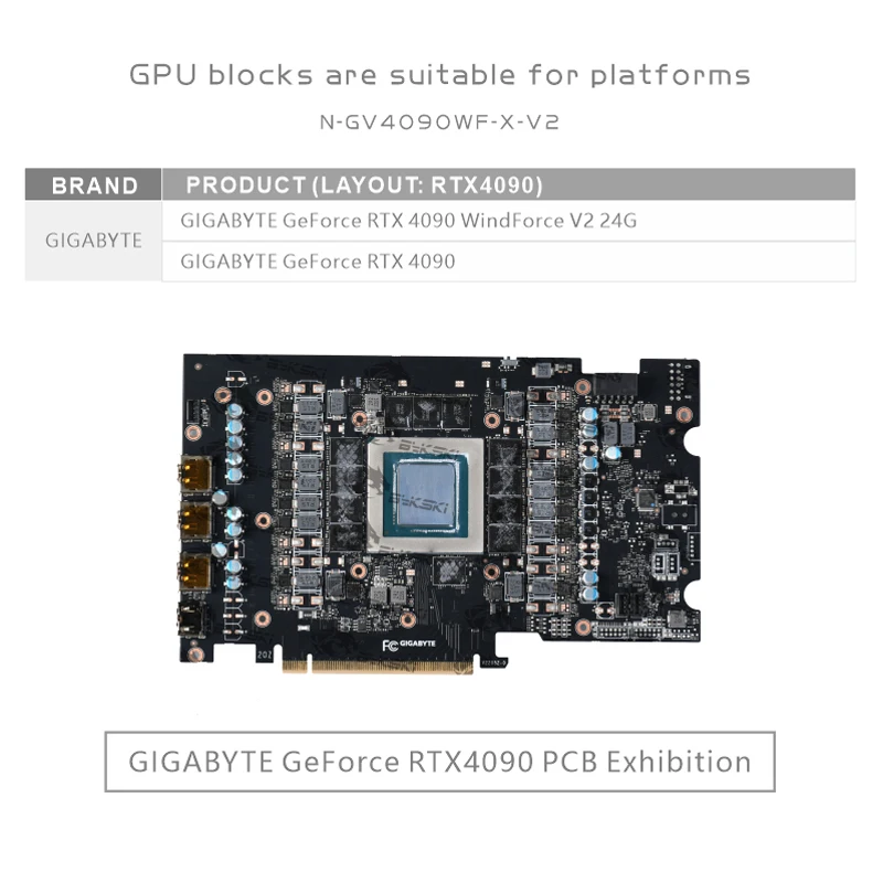 Bykski GPU كتلة المياه لجيجابايت GeForce RTX 4090 WindForce V2 24G / Turbo GPU مبرد مياه مخصص مشعاع تبريد مخصص