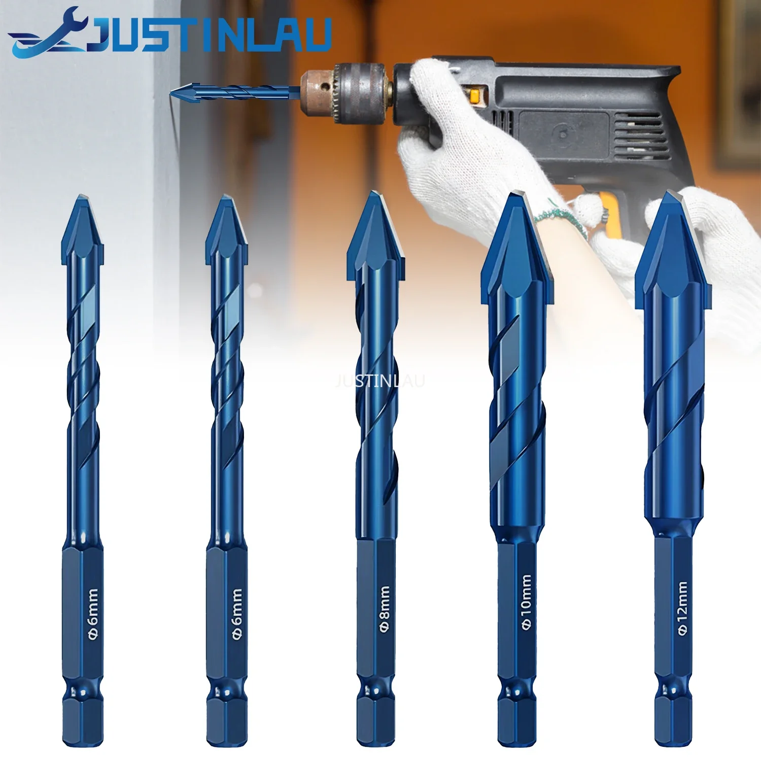 JUSTINLAU High Hardness Eccentric Drill Precision Drilling 6/8/10/12mm Glass Tile Ceramic Punching Rock Slab Triangle Drill bit