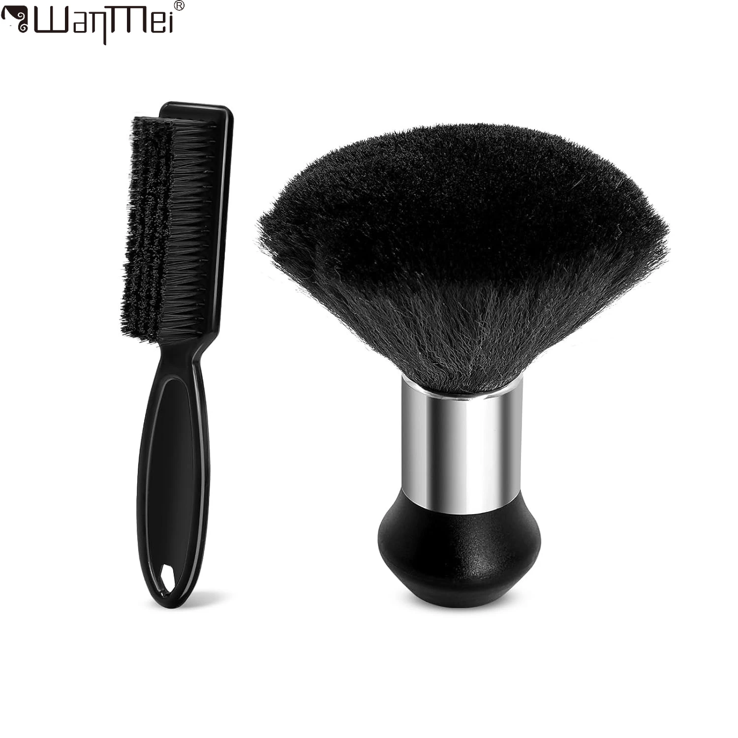 2Pcs Barber Brush Neck Duster Set Soft Hair Duster and Fade Brush for Hair Cutting, Clipper Cleaning Salon Barber Accessories