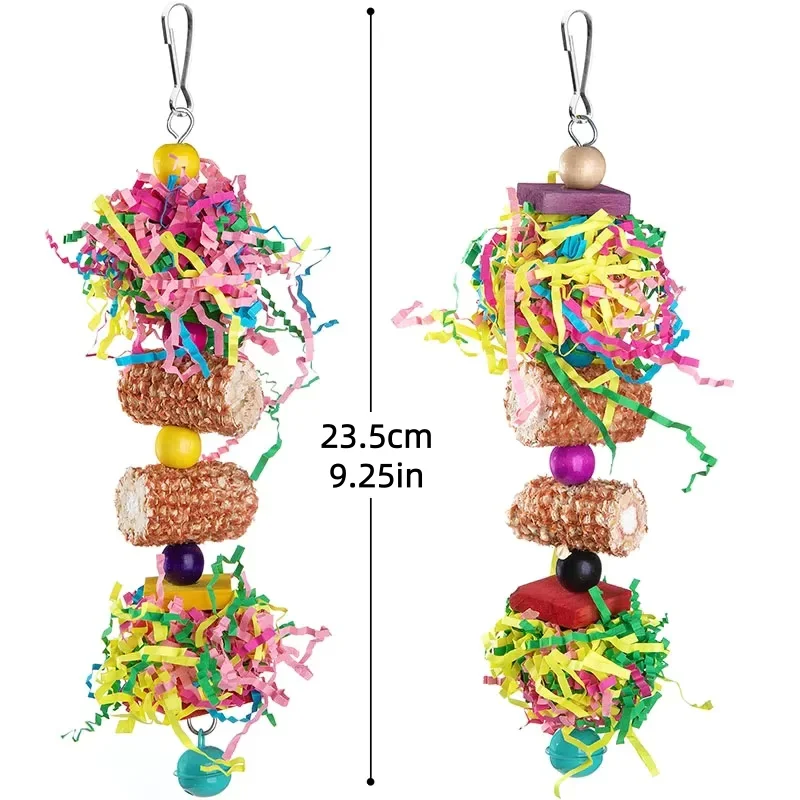 Buntes Holzblock-Perlen-Kauspielzeug für Haustier-Vögel, Papageien-Bissbrücke, Zerreißspielzeug, Nymphensittich-Trainingsschaukel für Vögel – Detail 1