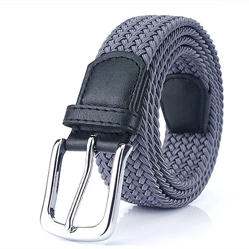 Men High grade Woven Belt 115cm Casual Buckle Elastic Canvas All match Women Pants end Popular Elements Black Grey  Luxury