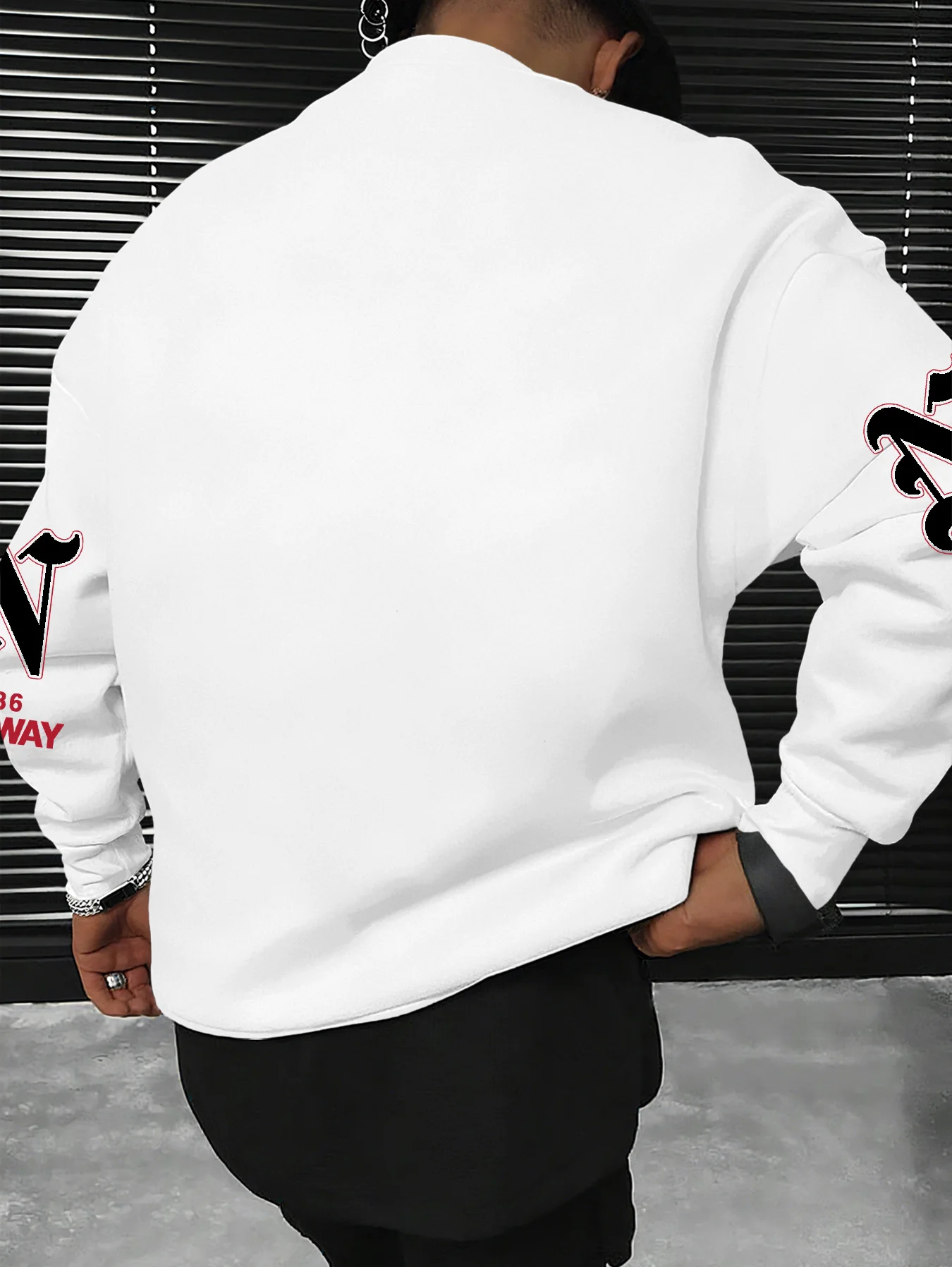 Herren Oversize-Sweatshirt mit überschnittenen Schultern, Vintage-Norwegen-Textdruck, Hip-Hop-Freizeitpullover – Detail 5