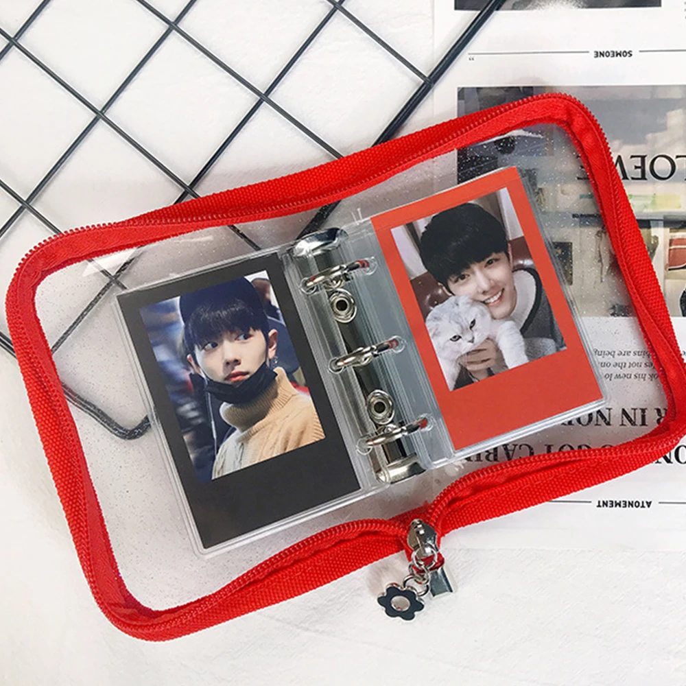 Color Zipper Photo Album 3 Inch Binder Korea Idol Photo Cards Collect Book Organizer Transparent PVC Photocard Holder Stationery