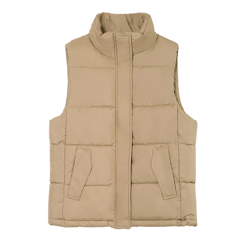 جديد الخريف والشتاء المرأة يندبروف عادية فضفاض سترة سميكة المألوف الوقوف طوق مريحة معطف دافئ بلا أكمام #5