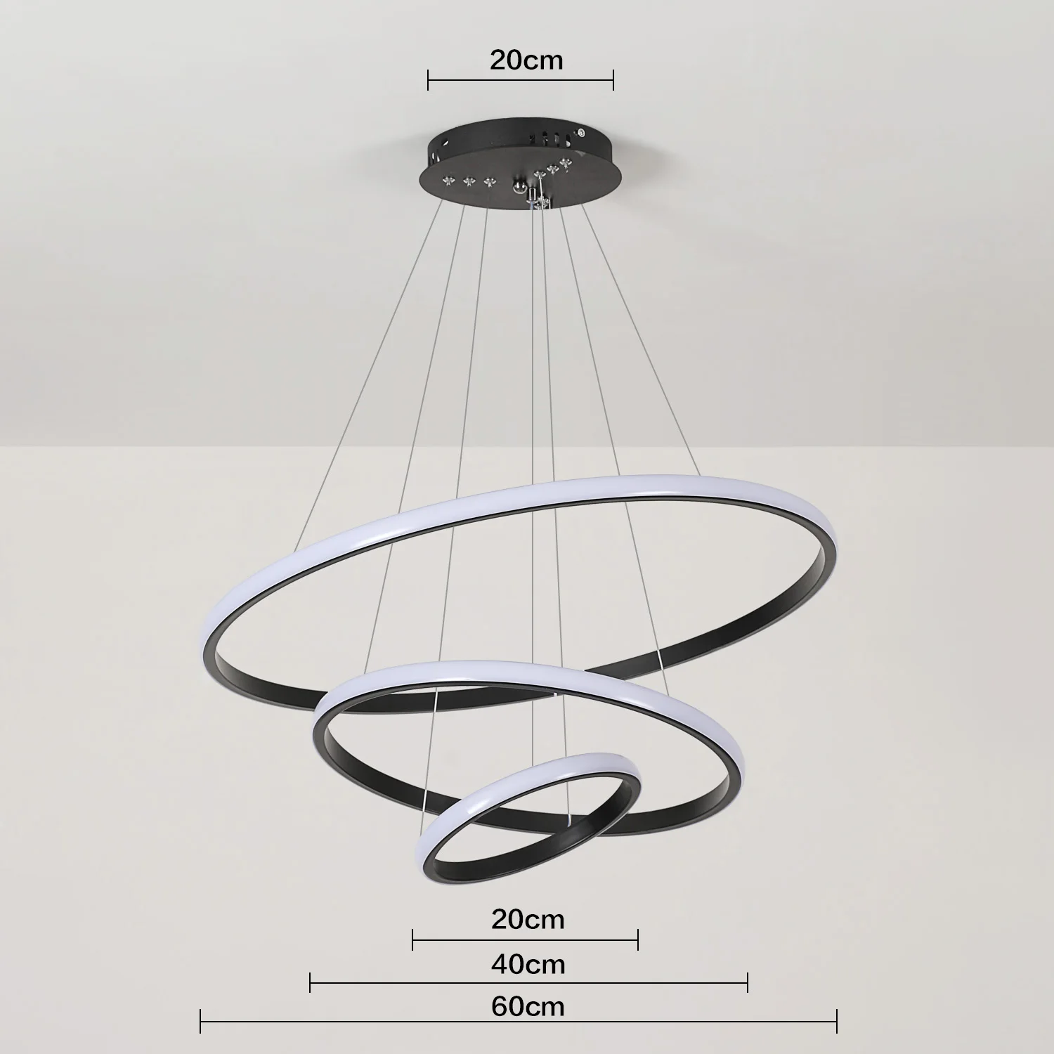 3 أضواء قلادة حلقية، مصباح معلق دائري حديث قابل للتعتيم، ضوء سقف قابل للتعديل للمطبخ وغرفة المعيشة #3