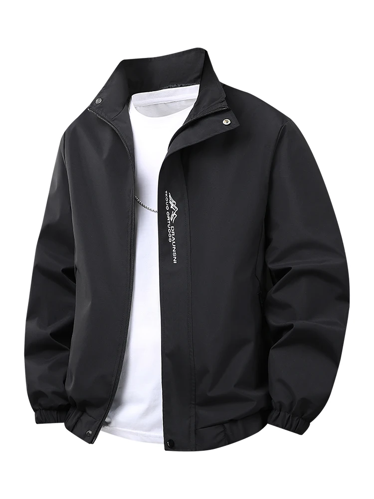 

Мужская повседневная куртка-жакет с воротником-стойкой, весна-осень, простая, стильная, из полиэстера, модная верхняя одежда