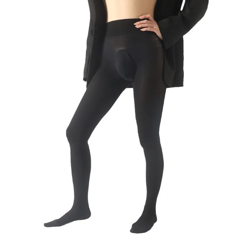 Seamless Ice Silk Stocking Underwear Long John Lingerie Erotic Panties Super Thin Lingerie Penis Pouch Tube Transparent Leggings