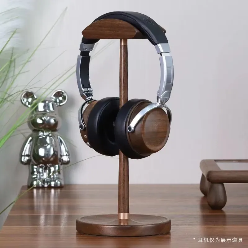 Walnut headphone stand desktop storage headphone headset hanger wooden headphone shelf