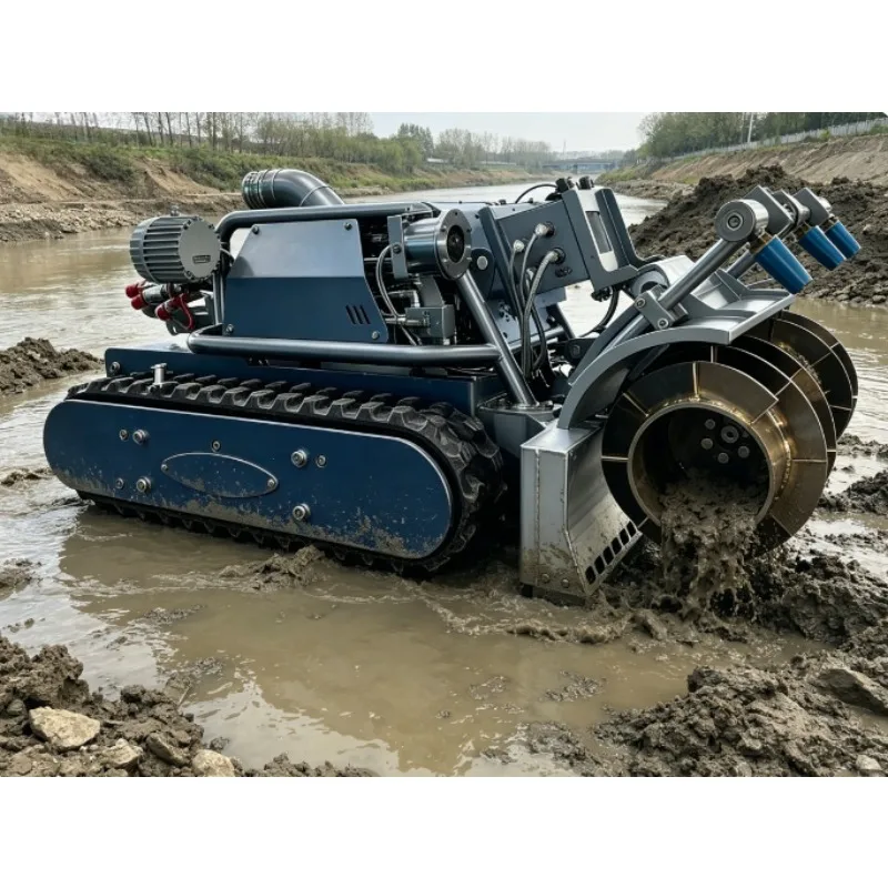 Amphibious Underwater Sediment Removal Robot Waterproof Crawler Dredging Machine for River Channel Reservoir Silt Extraction
