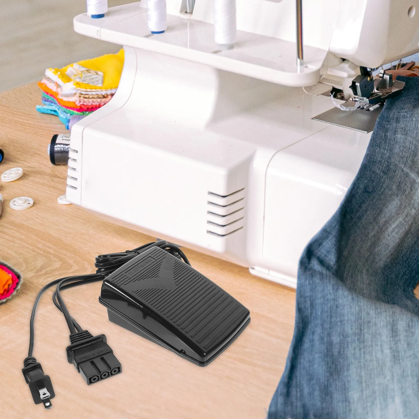 

Sewing Machine Pedal Control Foot Operated Power Cord with Premium Copper Core Quick Response Sturdy ABS Construction Stable