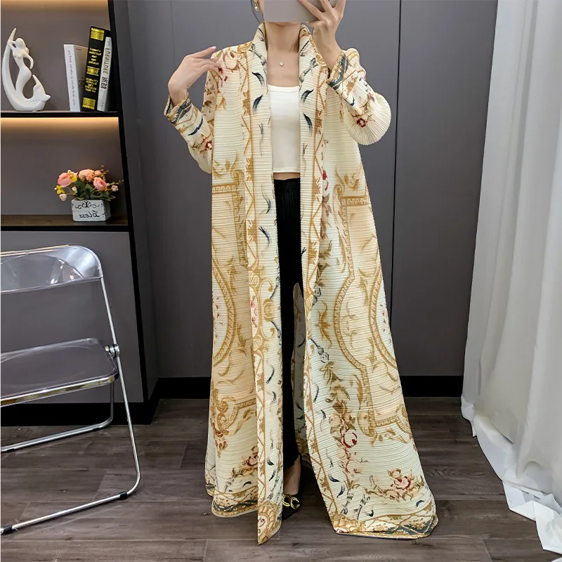 SuperAen Folds 2025 가을 새로운 패션 루즈한 디자인 롱 코트 턴 다운 칼라 오버 사이즈 코트