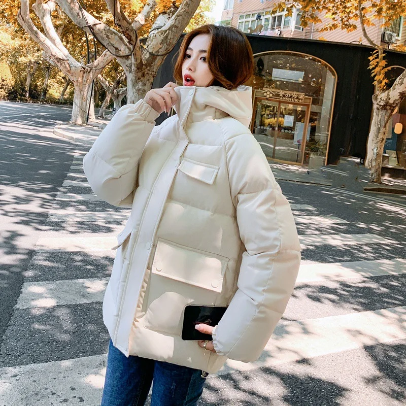 

2023 Fashion Oversize Loose Winter Short Coat Women Down Cotton-padded Jackets Lady Thicken Parka Female Hooded Warm Overcoat