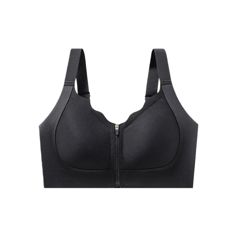 حمالة صدر ناعمة ممتصة للصدمات بسحاب أمامي، حمالة صدر لاسلكية بدون خياطة، كوب ثابت، ملابس داخلية نسائية رياضية