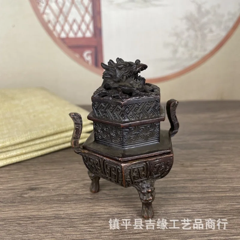 Antique Faucet Incense Burner Home Indoor Living Room Vintage Incense Burner Three Feet Big Ear Flower Stove Sandalwood Stove