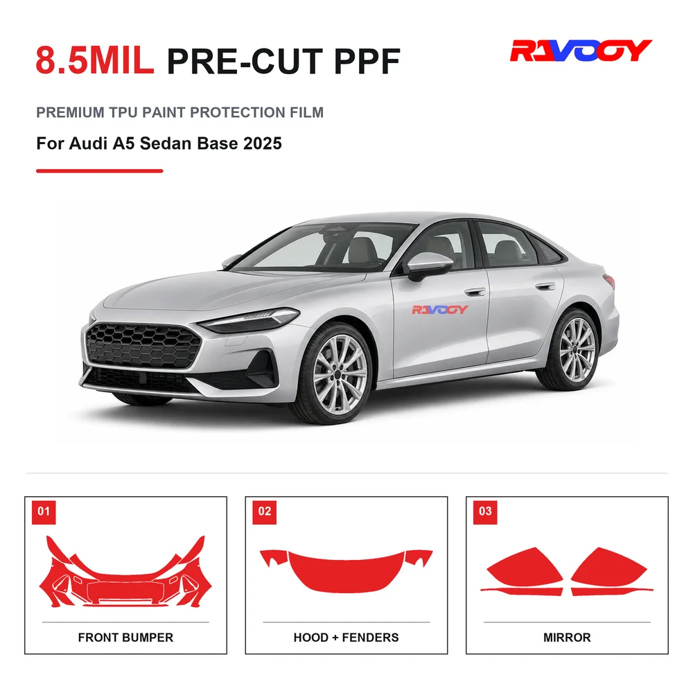 Precut PPF For Audi A5 Sedan Base 2025 8.5mil TPU Clear Paint Protection Film Self Healing Hydrophobic UV Stone Chip Guard