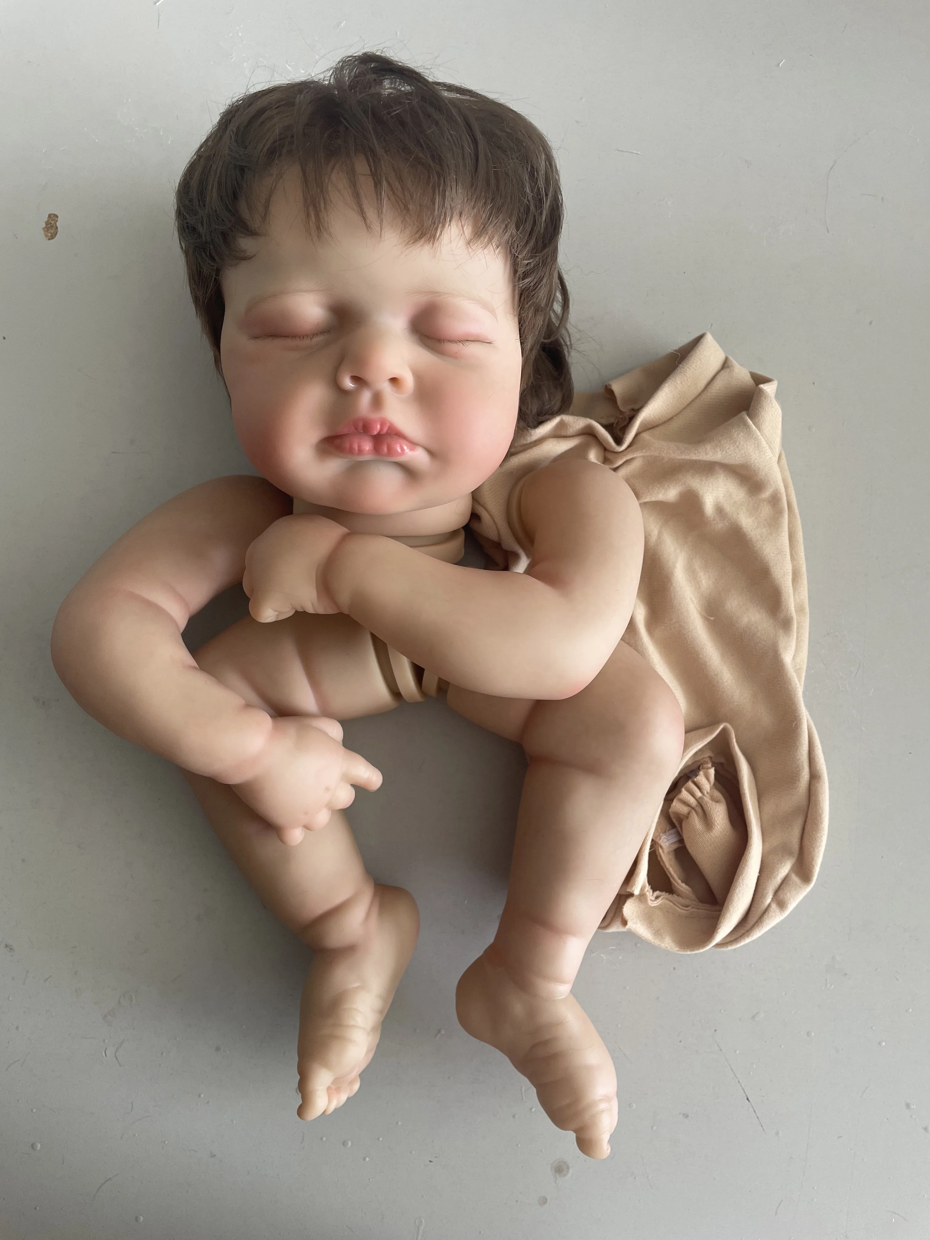 

19-дюймовый комплект куклы Loulou Reborn для сна с укорененными волосами, уже окрашенная 3D-кожа с видимыми венами, набор «сделай сам»