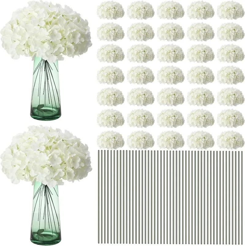 

100 Pieces Silk Hydrangea Artificial Flowers Heads Full Hydrangea Flowers for Wedding DIY Floral Decorations