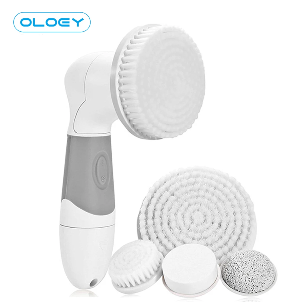 OLOEY Pro 4 In 1 yüz temizleme fırçası yüz Spin fırça cilt derin temizlik kaldırmak için siyah nokta yüz temizleme fırçası seti