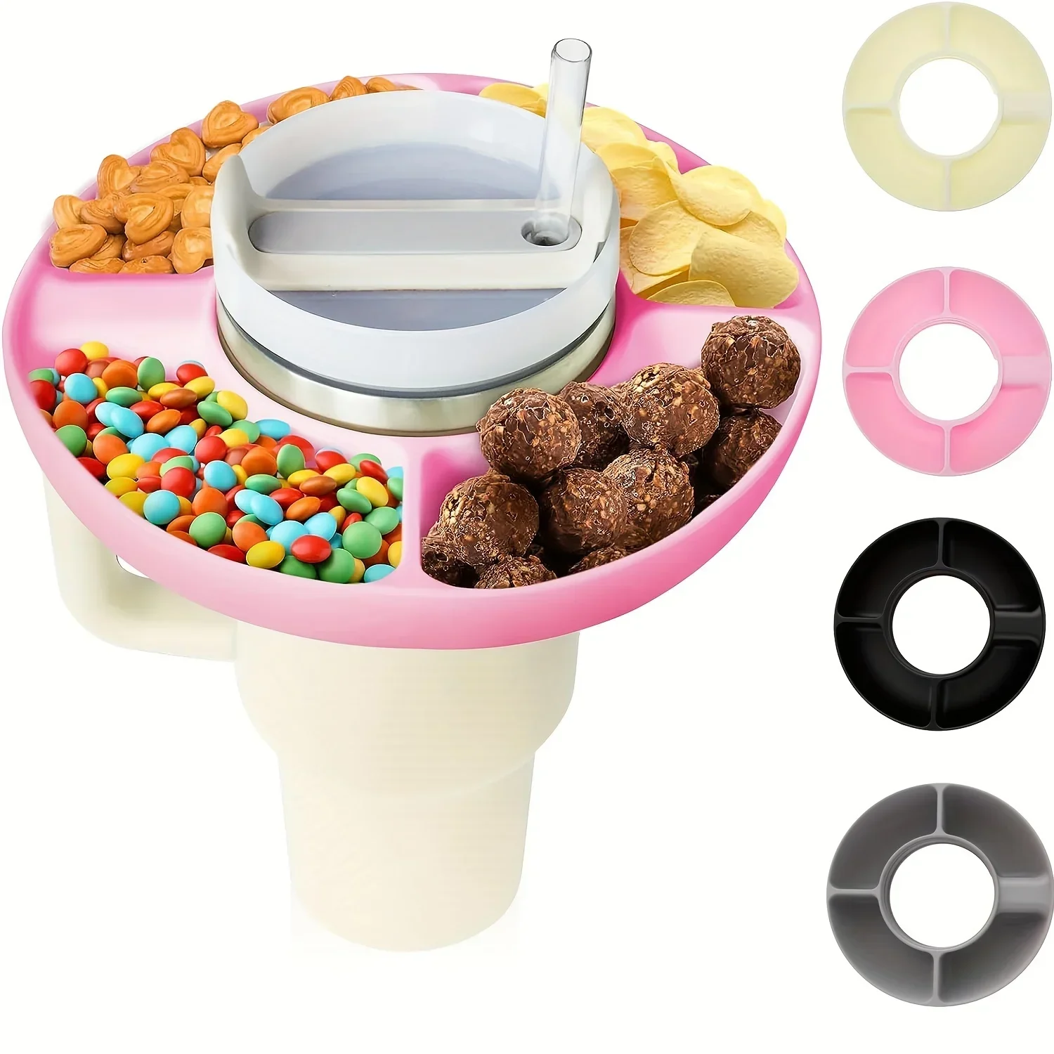 

Silicone Bowl Food-grade Reusable Snack Tray Lightweight Snack Ring With 4 Compartments For Cup Accessories Wastafel Dop